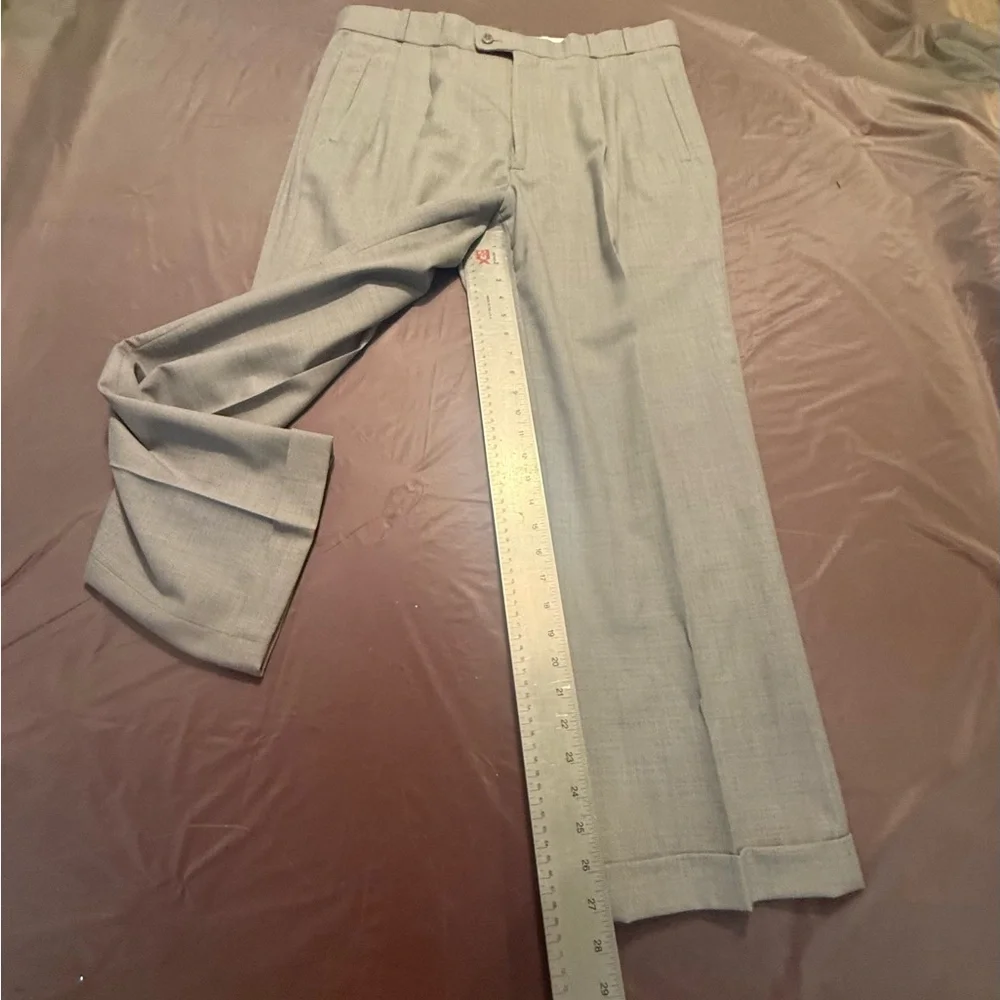 Greg Peters Men's Khaki Grey 100% Wool Dress Trousers Size 36